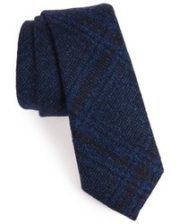 Cravate en laine écossaise bleu marine