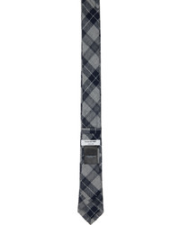 Cravate en laine écossaise gris foncé Thom Browne