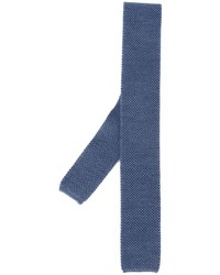Cravate en laine en tricot bleue Eleventy