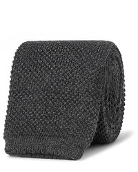 Cravate en laine en tricot gris foncé