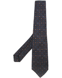 Cravate en laine imprimée bleu marine Kiton