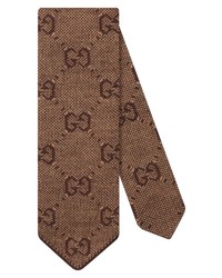 Cravate en laine imprimée marron
