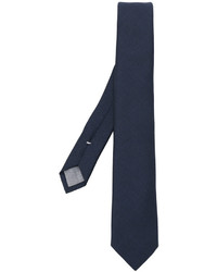 Cravate en laine tressée bleu marine Eleventy