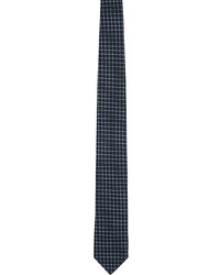Cravate en soie à carreaux bleu marine Zegna