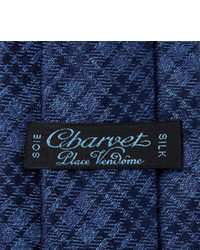 Cravate en soie à carreaux bleue Charvet