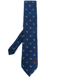 Cravate en soie à chevrons bleu marine Etro