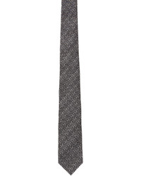 Cravate en soie à chevrons noire et blanche