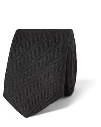 Cravate en soie à chevrons noire