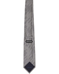 Cravate en soie à chevrons noire Tom Ford