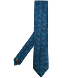 Cravate en soie à fleurs bleue Ermenegildo Zegna