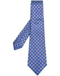 Cravate en soie à fleurs bleue Kiton