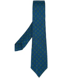 Cravate en soie à fleurs bleue Kiton