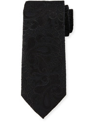 Cravate en soie à fleurs noire