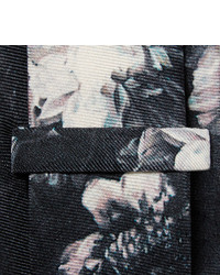Cravate en soie à fleurs noire Alexander McQueen