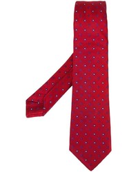 Cravate en soie à fleurs rouge Kiton