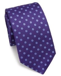 Cravate en soie à fleurs violette