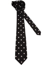 Cravate en soie á pois noire et blanche Christian Dior