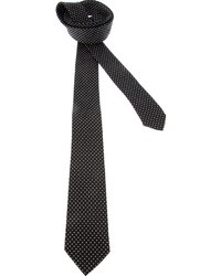 Cravate en soie á pois noire et blanche Dolce & Gabbana