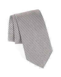 Cravate en soie à rayures horizontales blanche