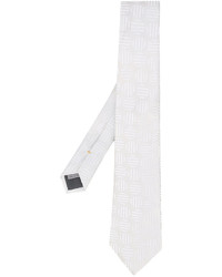 Cravate en soie à rayures horizontales blanche Canali