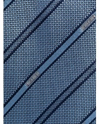 Cravate en soie à rayures horizontales bleu clair Moschino