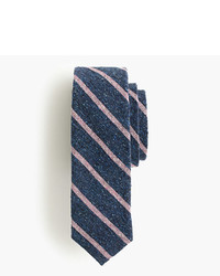 Cravate en soie à rayures horizontales bleu marine