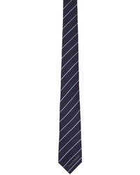 Cravate en soie à rayures horizontales bleu marine Alexander McQueen