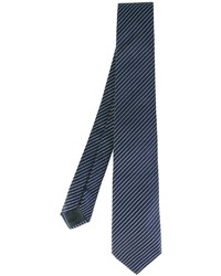 Cravate en soie à rayures horizontales bleu marine Armani Collezioni