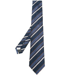 Cravate en soie à rayures horizontales bleu marine Canali