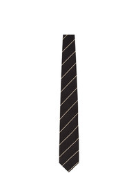 Cravate en soie à rayures horizontales bleu marine Dries Van Noten
