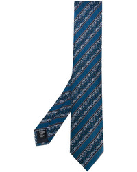 Cravate en soie à rayures horizontales bleu marine Ermenegildo Zegna