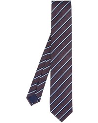 Cravate en soie à rayures horizontales bleu marine Ermenegildo Zegna