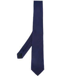 Cravate en soie à rayures horizontales bleu marine Lanvin