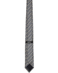 Cravate en soie à rayures horizontales bleu marine Zegna