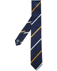 Cravate en soie à rayures horizontales bleu marine Paul Smith