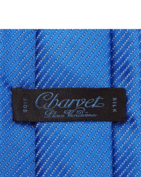Cravate en soie à rayures horizontales bleue Charvet
