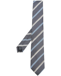 Cravate en soie à rayures horizontales bleue Cerruti
