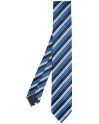 Cravate en soie à rayures horizontales bleue Ermenegildo Zegna