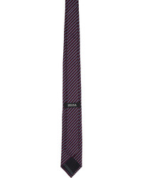 Cravate en soie à rayures horizontales bordeaux Zegna