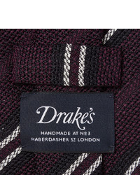 Cravate en soie à rayures horizontales bordeaux Drakes