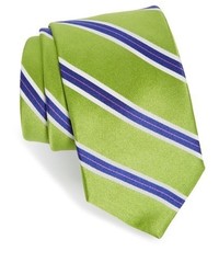 Cravate en soie à rayures horizontales chartreuse