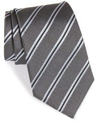 Cravate en soie à rayures horizontales gris foncé