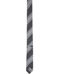 Cravate en soie à rayures horizontales gris foncé Thom Browne