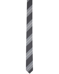 Cravate en soie à rayures horizontales gris foncé Thom Browne