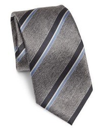 Cravate en soie à rayures horizontales grise