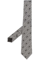 Cravate en soie à rayures horizontales grise Moschino