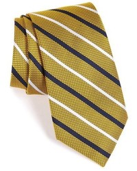 Cravate en soie à rayures horizontales jaune