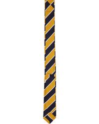Cravate en soie à rayures horizontales jaune Thom Browne