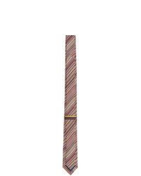 Cravate en soie à rayures horizontales multicolore Paul Smith