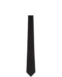 Cravate en soie à rayures horizontales noire et blanche